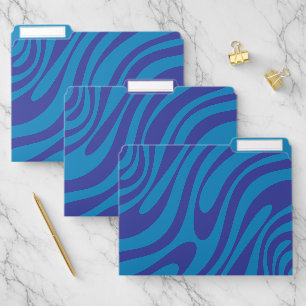 Groovy Blue Wavy Loops Abstract Pattern File Folder
