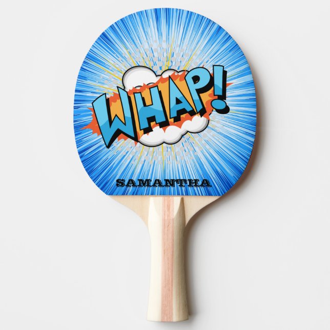 Groovy Blue Whap! Superhero Personalized Paddle (Front)