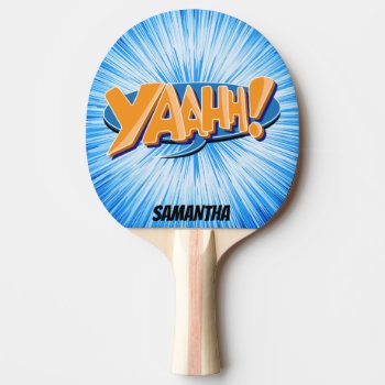 Groovy Blue Yaahh! Superhero Personalized Paddle by GroovyFinds at Zazzle