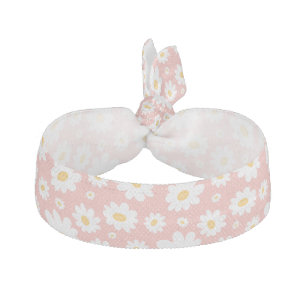 Groovy Blush Boho Daisy Floral Garden Pattern Elastic Hair Tie