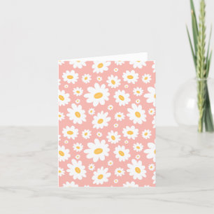 Groovy Blush Boho Daisy Floral Garden Pattern Letterpress Thank You Card