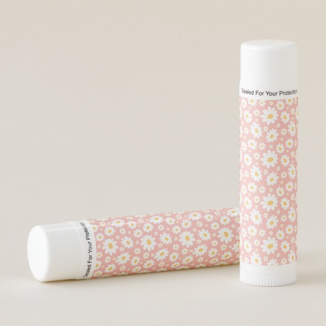 Groovy Blush Boho Daisy Floral Garden Pattern Lip Balm (Front)