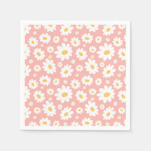 Groovy Blush Boho Daisy Floral Garden Pattern Napkins