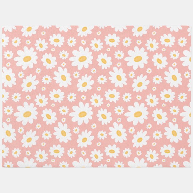 Groovy Blush Boho Daisy Floral Garden Pattern Rug (Front)