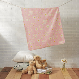 Groovy Blush Boho Daisy Floral Garden Pattern Wrap Baby Blanket