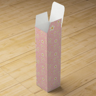 Groovy Blush Boho Daisy Floral Garden Pattern Wrap Wine Box