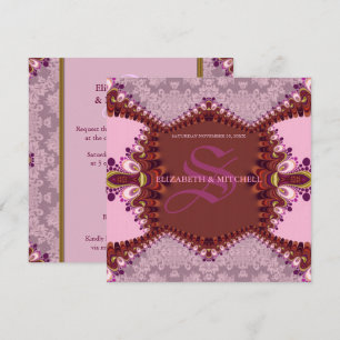 Groovy Bohemian Damask Wedding Invitation
