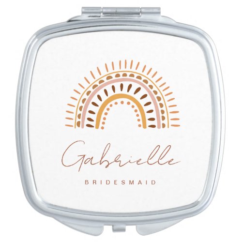 GROOVY Bohemian Rainbow Bridesmaid Compact Mirror