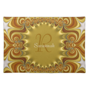 Groovy Bohemian Swirls Monogrammed Place Mat