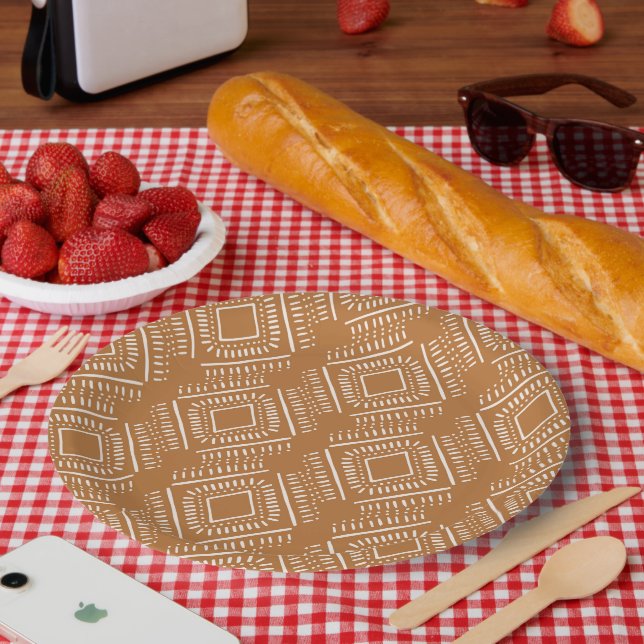 Groovy Boho 70s Flowers Pattern Paper Plates (Picnic)