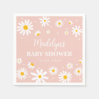 Groovy Boho Blush Daisy Floral Girl Baby Shower
