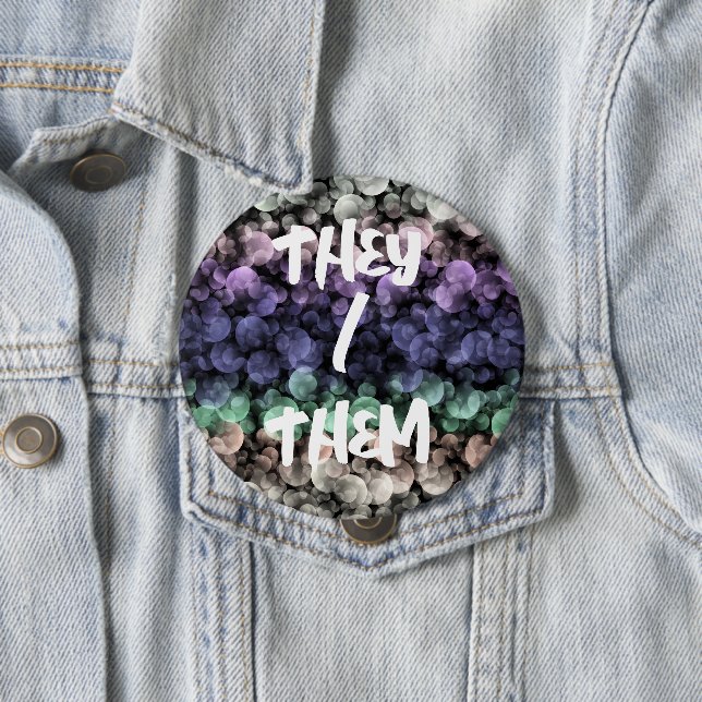 Groovy Boho Bubbles Eclectic Uingender Pride Flag Button (In Situ)