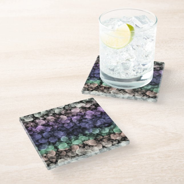 Groovy Boho Bubbles Eclectic Uingender Pride Flag Glass Coaster (Angled)