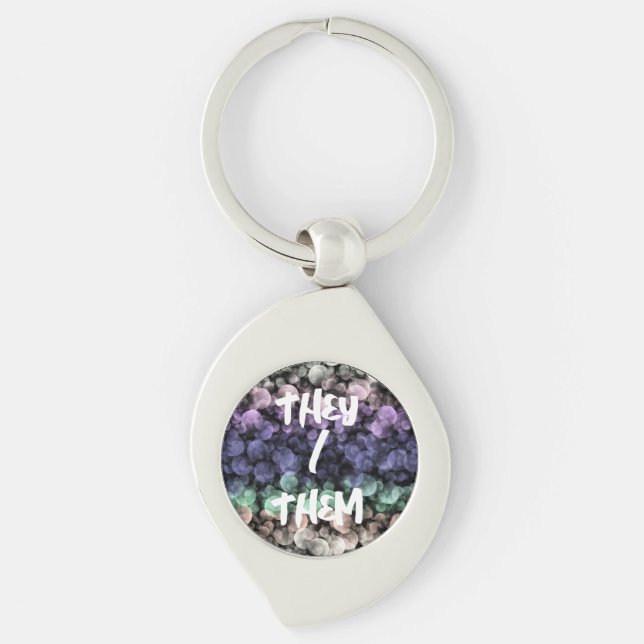 Groovy Boho Bubbles Eclectic Uingender Pride Flag Keychain (Front)