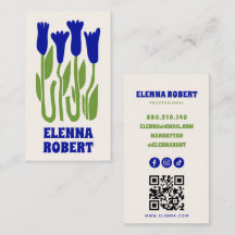 groovy boho flowers script business card
