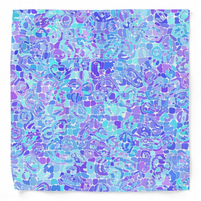 Groovy Boho Funky Quirky Abstract Blob Mosaic Bandana (Front)