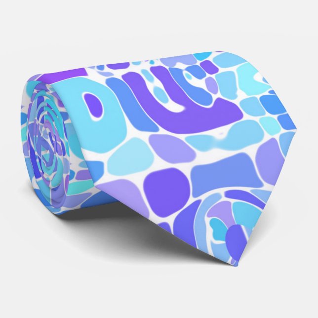 Groovy Boho Funky Quirky Abstract Blob Mosaic Neck Tie (Rolled)