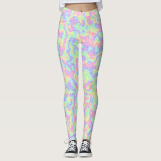 Groovy Boho Hippie Bright Pastel Rainbow Marble Leggings