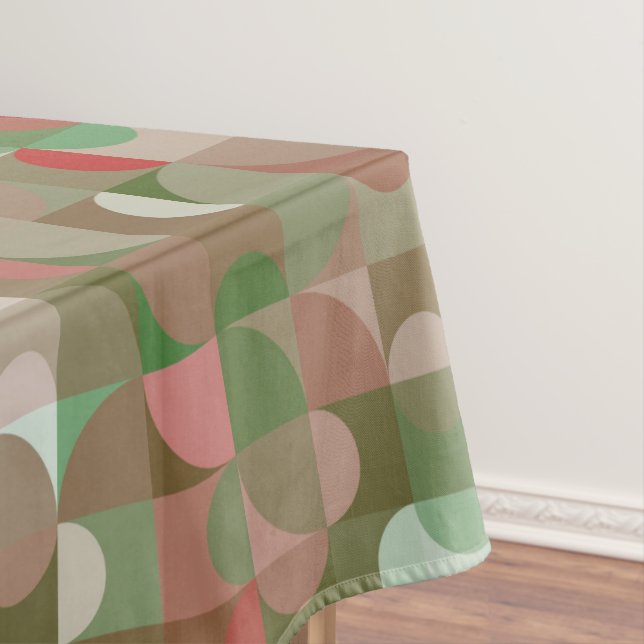 Groovy Boho Mod Retro Geometric Christmas Tablecloth (In Situ)