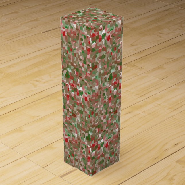 Groovy Boho Mod Retro Geometric Christmas Wine Box (Front)