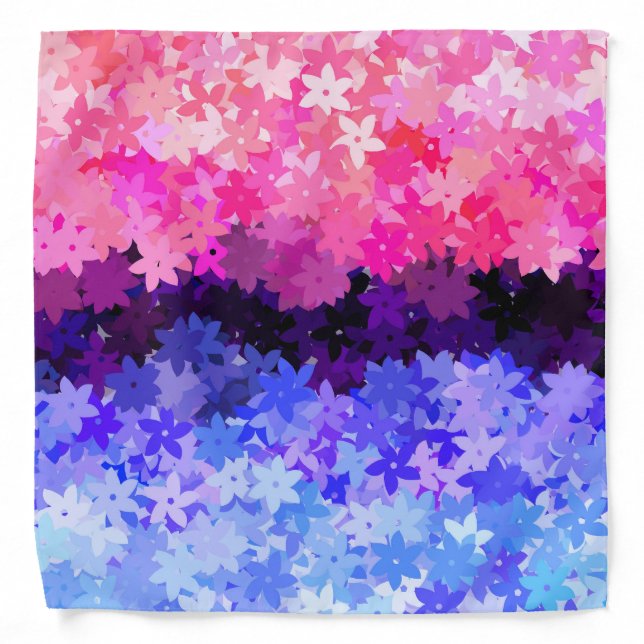 Groovy Boho Quirky Retro Floral Omnisexual Pride Bandana (Front)
