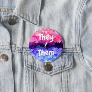 Groovy Boho Quirky Retro Floral Omnisexual Pride Button