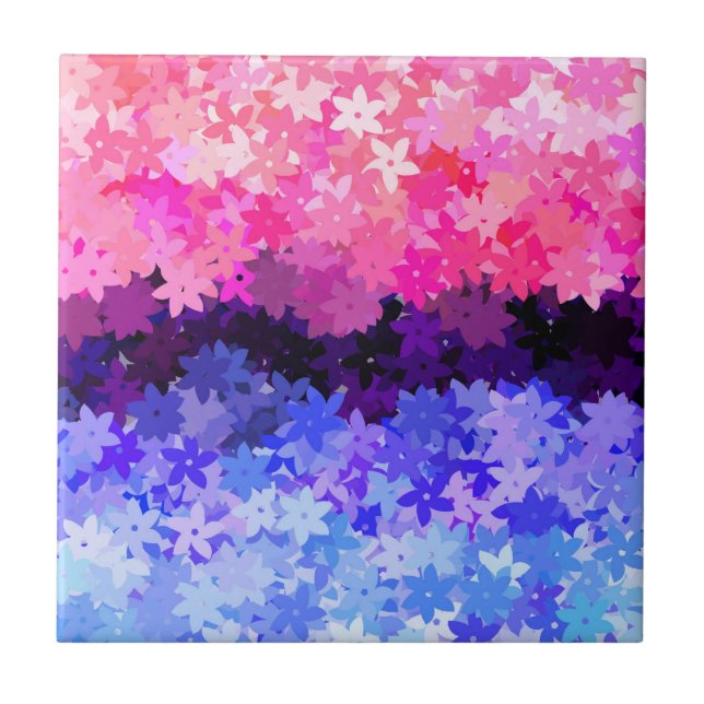 Groovy Boho Quirky Retro Floral Omnisexual Pride Ceramic Tile (Front)