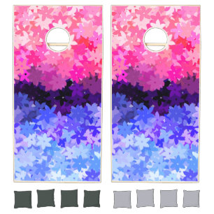 Groovy Boho Quirky Retro Floral Omnisexual Pride Cornhole Set