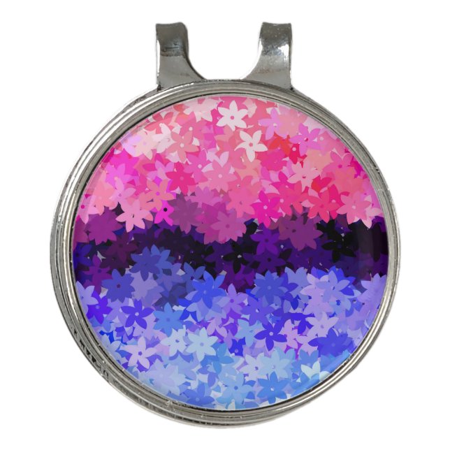 Groovy Boho Quirky Retro Floral Omnisexual Pride Golf Hat Clip (Front)