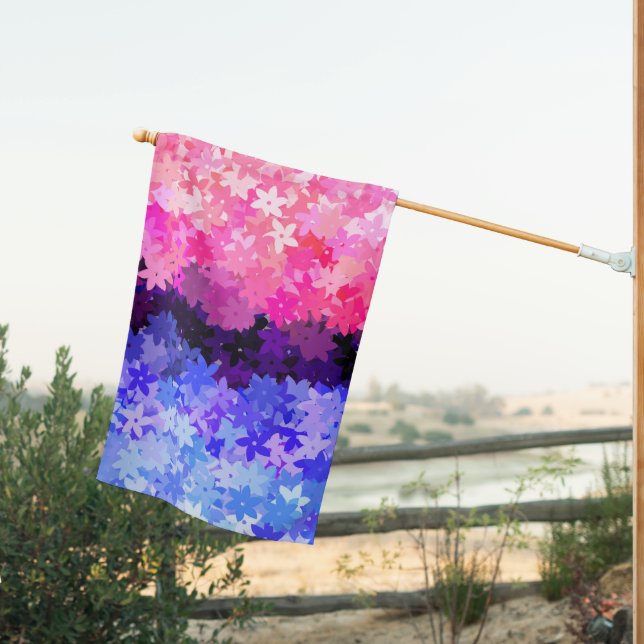 Groovy Boho Quirky Retro Floral Omnisexual Pride House Flag (Insitu (Back))