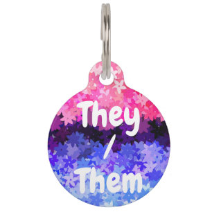 Groovy Boho Quirky Retro Floral Omnisexual Pride Pet ID Tag