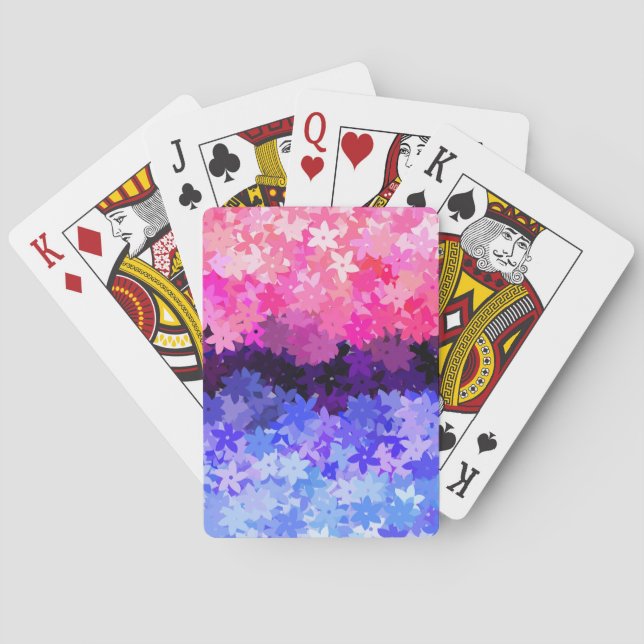 Groovy Boho Quirky Retro Floral Omnisexual Pride Poker Cards (Back)