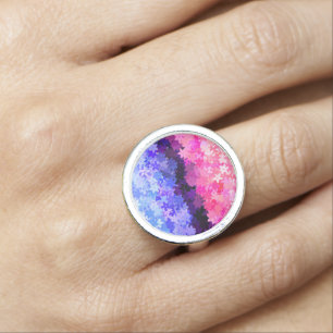 Groovy Boho Quirky Retro Floral Omnisexual Pride Ring