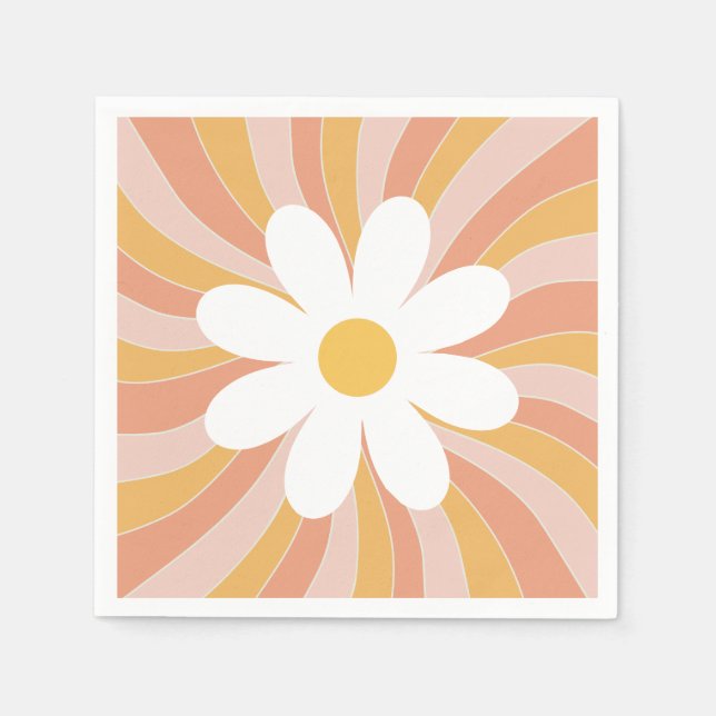 Groovy  Boho Retro Daisy Sunshine Napkins (Front)
