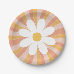 Groovy Boho Retro Daisy Sunshine Paper Plates