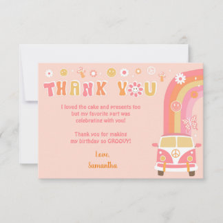 Groovy Boho Retro Hippie Thank You Notes Cards