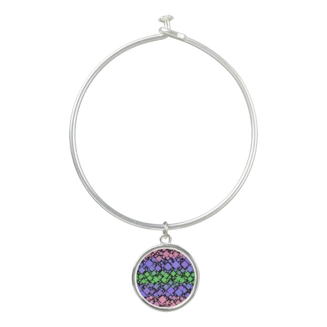 Groovy Boho Retro Mod Geometric Trigender Pride Bangle Bracelet (Front)