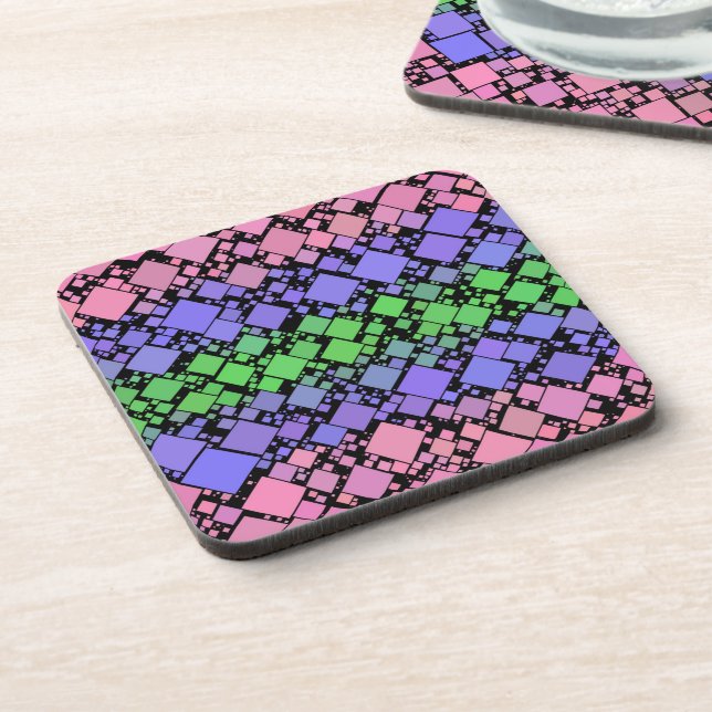 Groovy Boho Retro Mod Geometric Trigender Pride Beverage Coaster (Left Side)