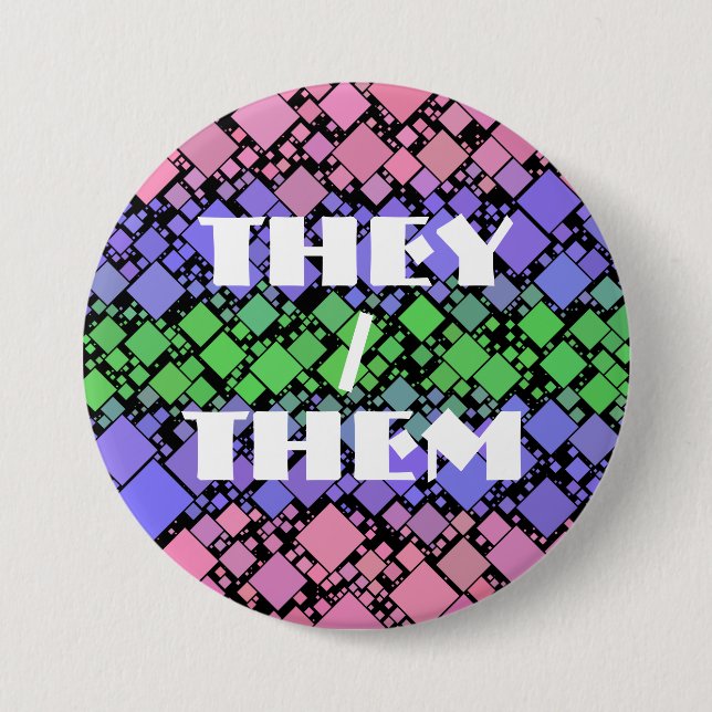 Groovy Boho Retro Mod Geometric Trigender Pride Button (Front)
