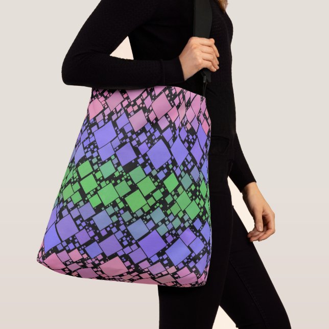 Groovy Boho Retro Mod Geometric Trigender Pride Crossbody Bag (Close Up)