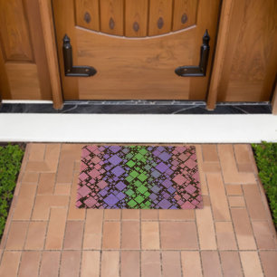 Groovy Boho Retro Mod Geometric Trigender Pride Fiber Doormat