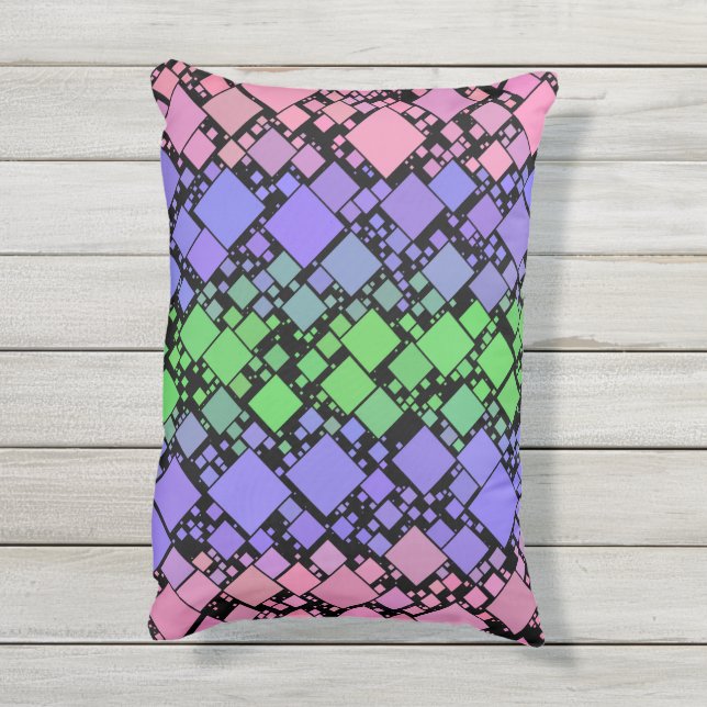 Groovy Boho Retro Mod Geometric Trigender Pride Outdoor Pillow (Back(Vertical))