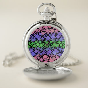Groovy Boho Retro Mod Geometric Trigender Pride Pocket Watch