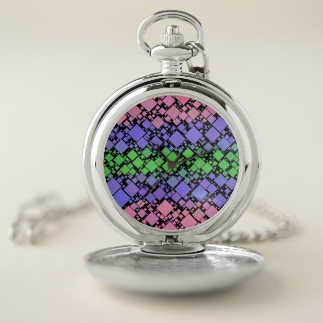 Groovy Boho Retro Mod Geometric Trigender Pride Pocket Watch (Inside)