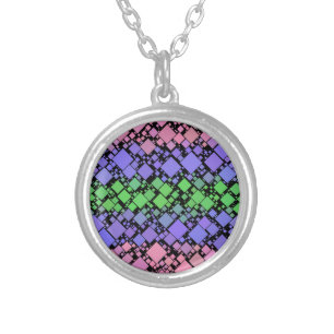 Groovy Boho Retro Mod Geometric Trigender Pride Silver Plated Necklace