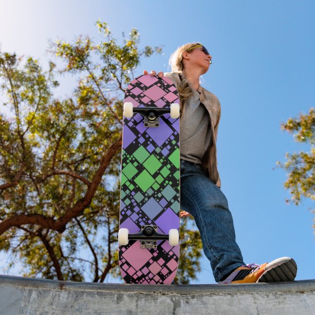 Groovy Boho Retro Mod Geometric Trigender Pride Skateboard (Outdoor 1)