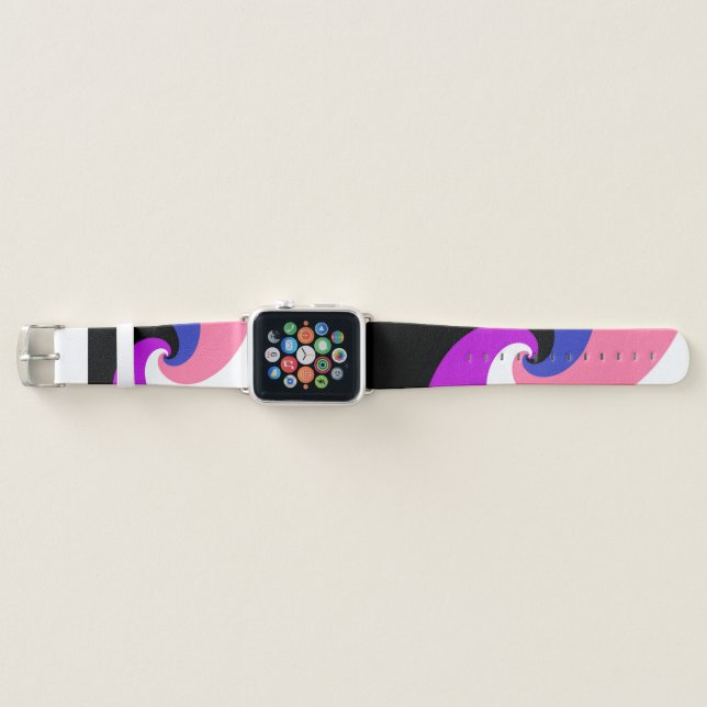 Groovy Boho Spiral Abstract Genderfluid Pride Flag Apple Watch Band (Front)