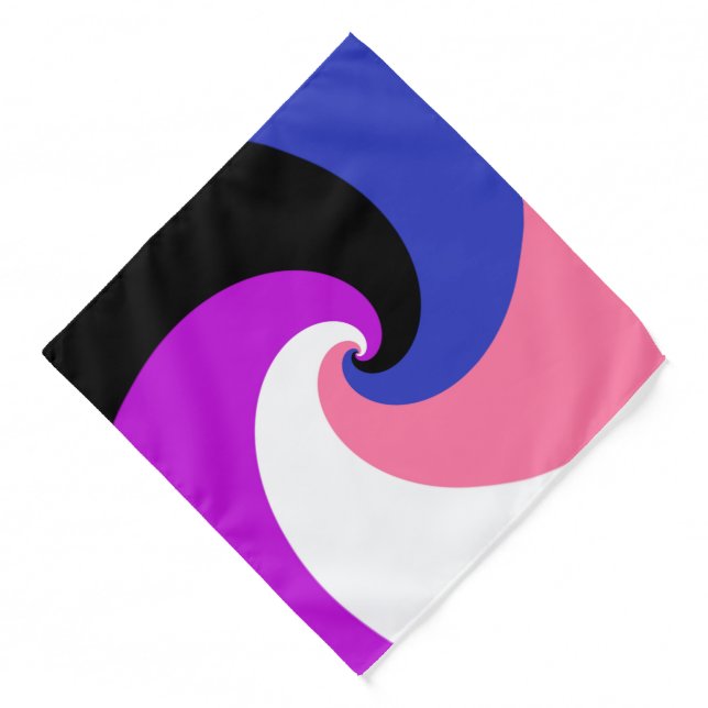 Groovy Boho Spiral Abstract Genderfluid Pride Flag Bandana (Front)