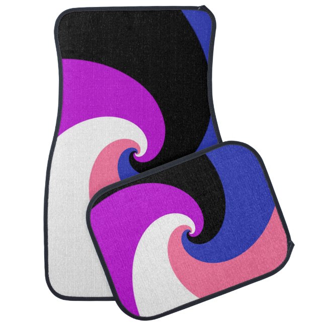Groovy Boho Spiral Abstract Genderfluid Pride Flag Car Floor Mat (Set)