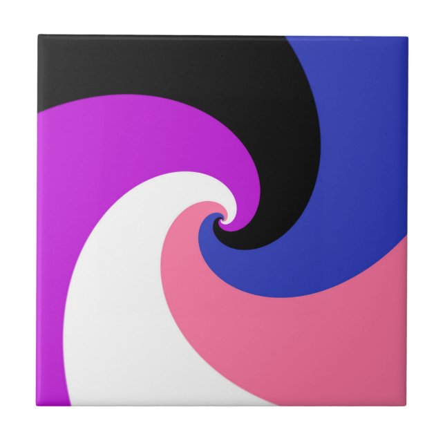 Groovy Boho Spiral Abstract Genderfluid Pride Flag Ceramic Tile (Front)